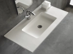 Plan vasque lavabo sur mesure : L 60 à 201 x P 40 à 51 cm, finition lisse mate, 10 couleurs au choix, Anti bactérien, résine Akrytan® teinté dans la masse, Livraison Offerte.